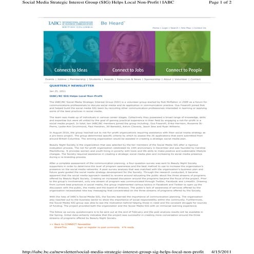IABC/BC SIG Helps Local Non-Profit