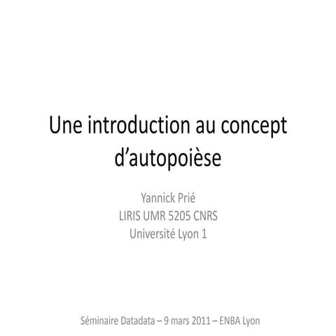 Une introduction au concept d'autopoièse