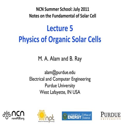 Solar Cells Lecture 5: Organic Photovoltaics