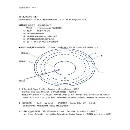 2011 08-06-経済地理学-2 授業メモ