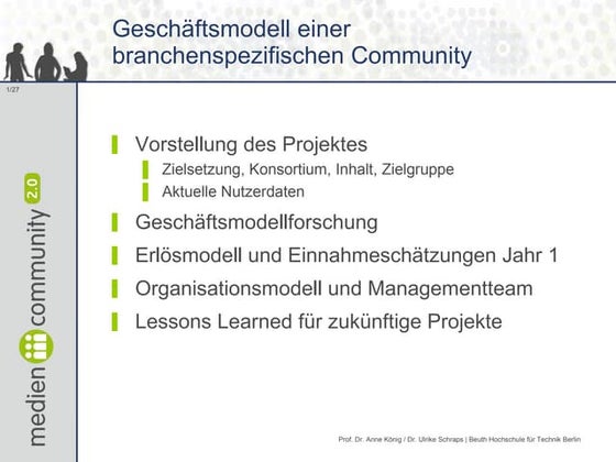Geschäftsmodelle Branchencommunity Beispiel Mediencommunity