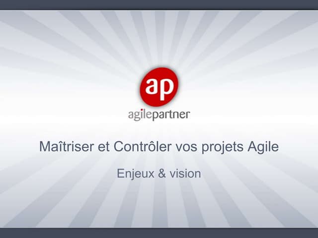 Maîtriser et controler vos projets Agile