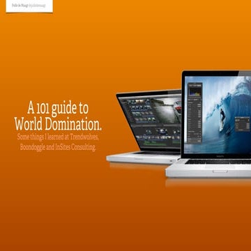 A 101 guide to World Domination. Some things I learned at Trendwolves, Boondo...