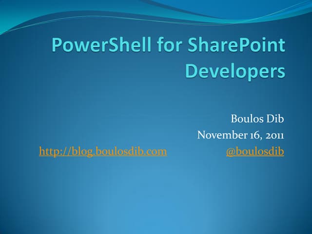 PowerShell for SharePoint Developers