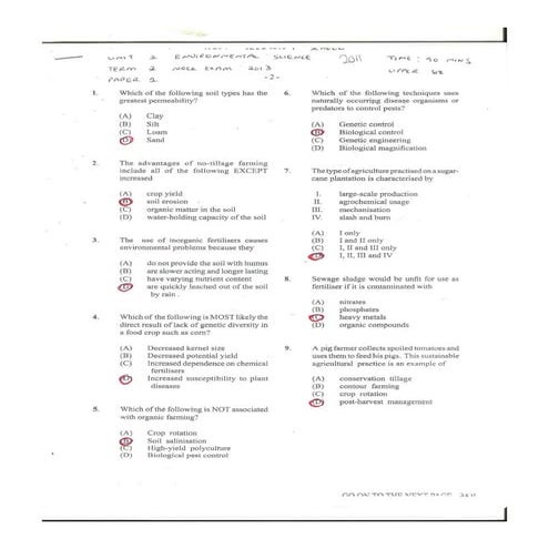 CAPE Environmental Science Unit 2 Paper 1 2015 | PDF