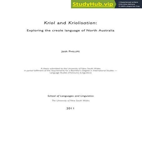 2011. Kriol And Kriolisation Exploring The Creole Language Of North ...
