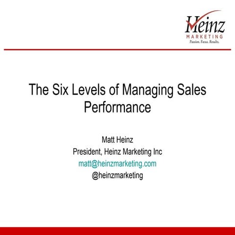 The Six Levels of Managing Sales Performance