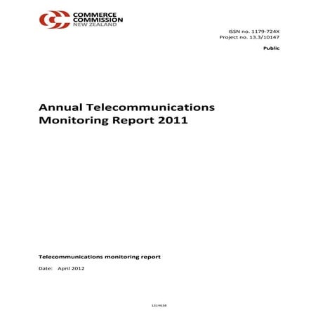 Commerce Commission NZ - 2011 annual telecommunications market monitoring rep...