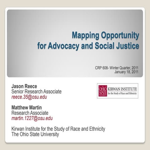 Mapping Opportunity for Advocacy and Social Justice