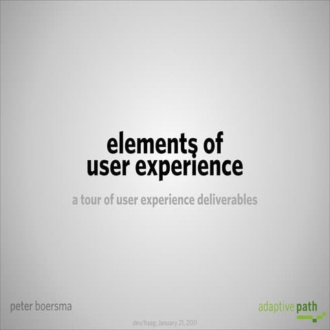 Tour of UX deliverables - dev/haag
