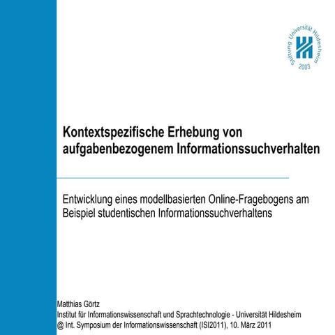 Kontextspezifische Erhebung von aufgabenbezogenem Informationssuchverhalten
