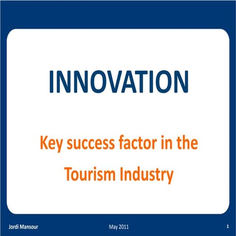 Innovation in tourism | PPTX