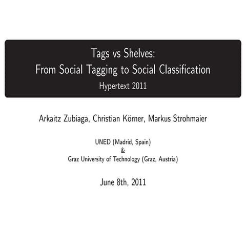Tags vs Shelves: From Social Tagging to Social Classification
