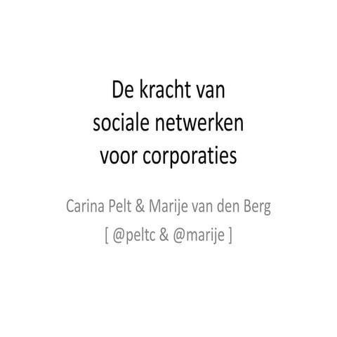 Sociale netwerken strategisch inzetten bij corporaties