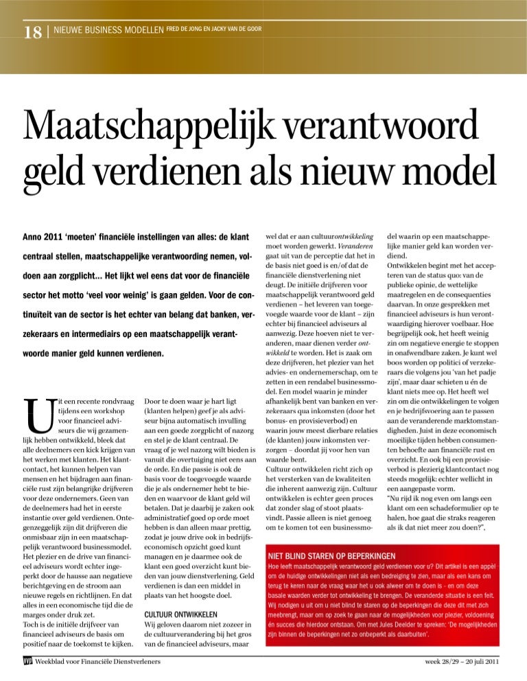Maatschappelijk Verantwoord Geld Verdienen