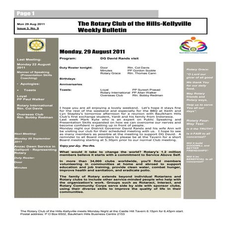 20110829 weekly bulletin