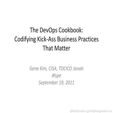 2011 09 19 LSPE Dev Ops Cookbook 1a