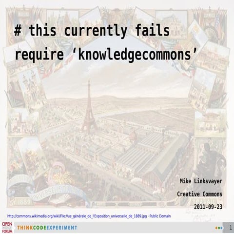 Open World Forum: 'require knowledgecommons' # This currently fails