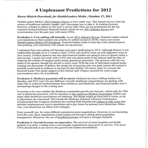 HealthLeaders - Looking Ahead.....