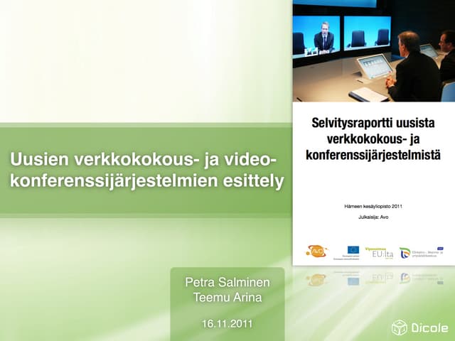 Uusien verkkokokous- ja videokonferenssijärjestelmien esittely
