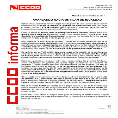 2011 11 24 avanzando hacia un plan de igualdad