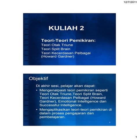 Kuliah 2 teori otak triune teori split brain dan multiple in