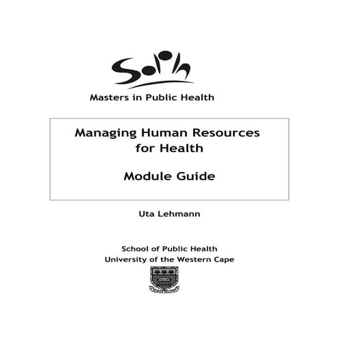 Managing Human Resources for Health Module Guide