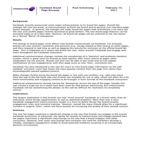 Facebook brand page update