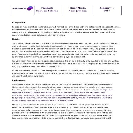 Sponsored Stories: Advertising Gets Social