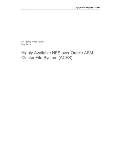 ORACLE HA NFS over Oracle ASM