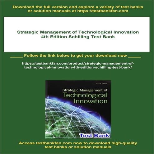 Strategic Management of Technological Innovation 4th Edition Schilling Test Bank | PDF