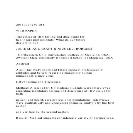 2011; 33 e50–e56WEB PAPERThe ethics of HIV testing an.docx