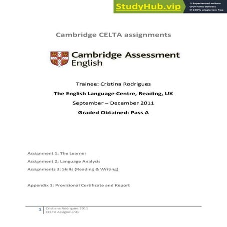 2011 Cambridge CELTA Assignments