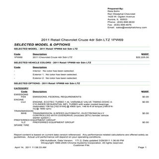 2011 cruze ltz msrp with all availa...