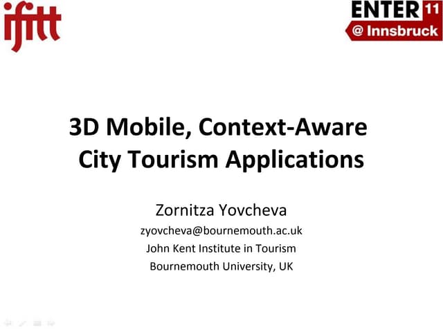 3D context-aware mobile maps for tourism - ENTER2011 PhD Workshop