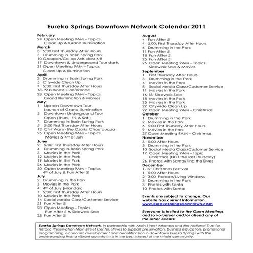 2011 ESDN Calendar of Events