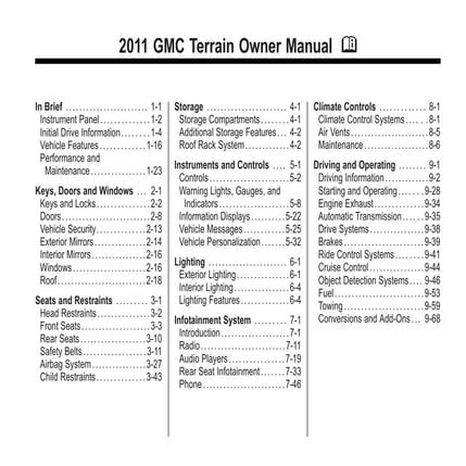 2011 GMC Terrain Toledo Owners Manual