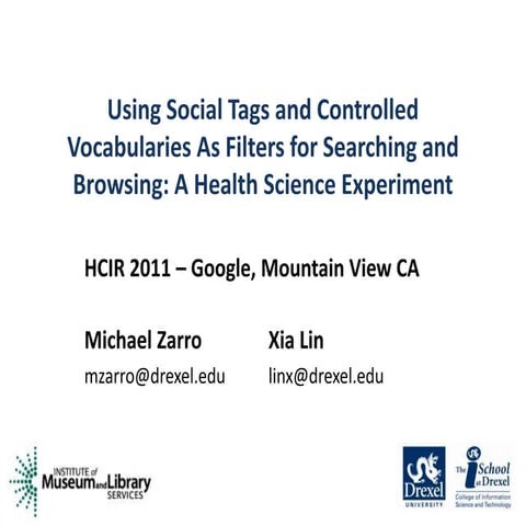 Social tags and controlled vocabularies as filters for searching and browsing...