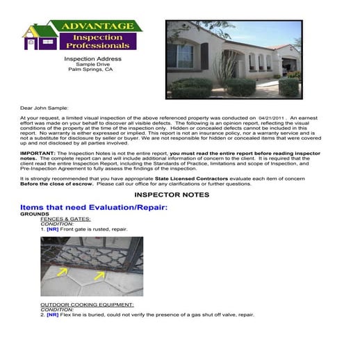 2011 inspector notes