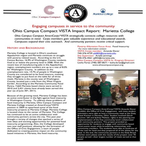 2011 Marietta College Ohio Campus Compact VISTA Report