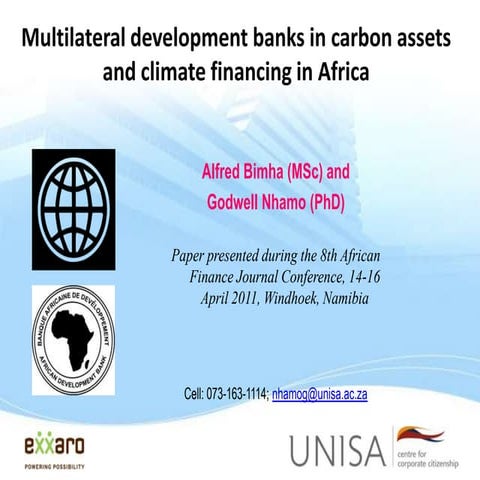 Multilateral development banks in carbon assets and climate financing in Africa 