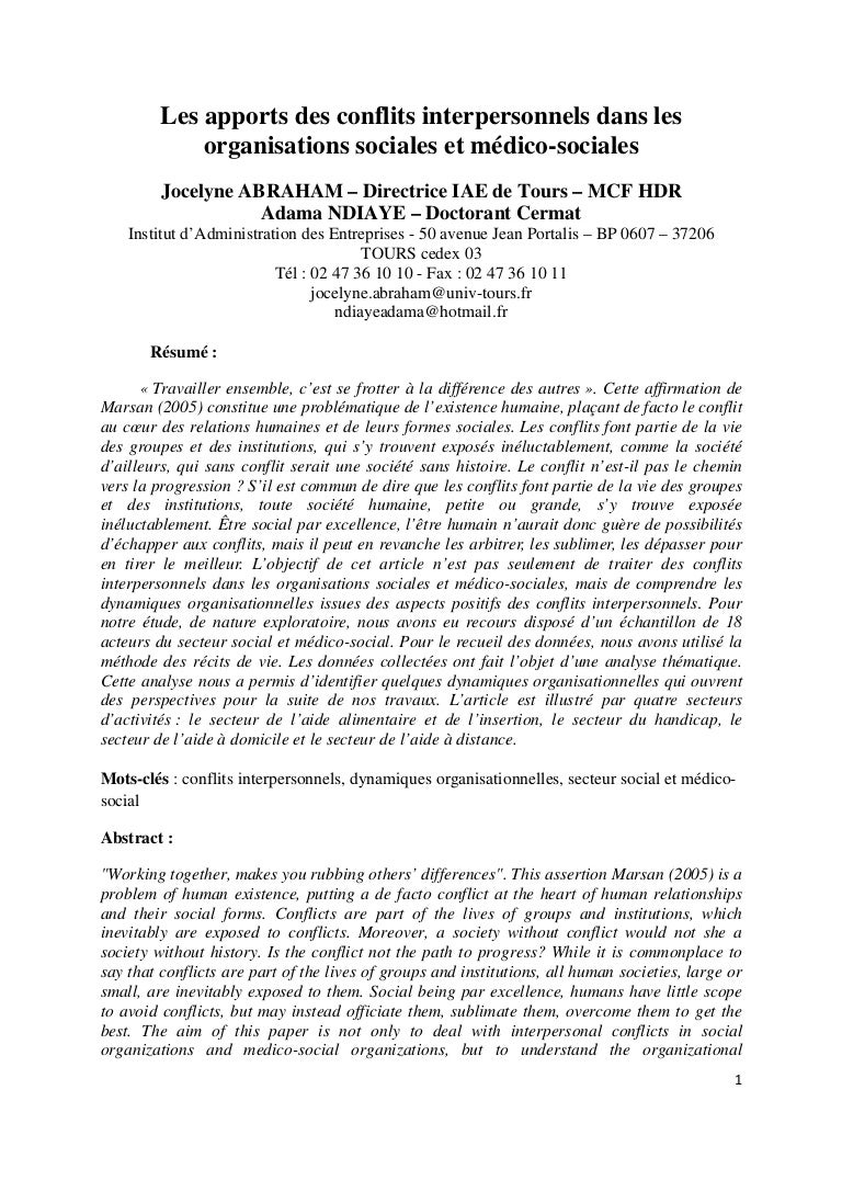 conflits interpersonnels et dynamiques organisationnelles