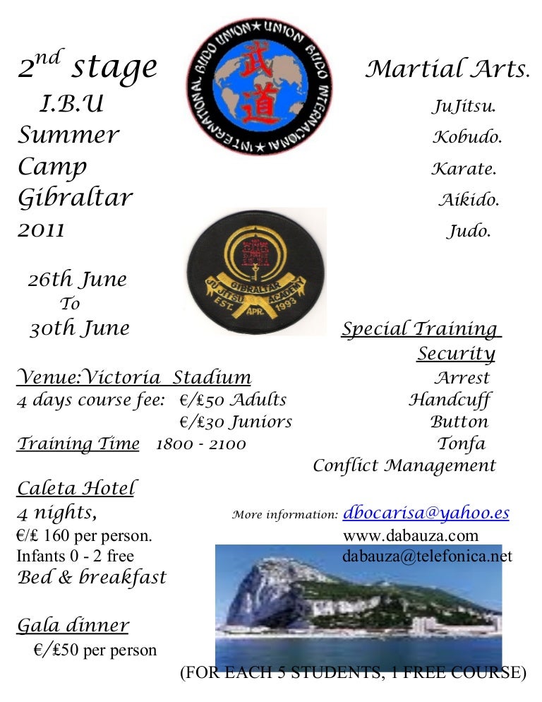 I B U Summer Camp Gibraltar 2011 Poster English