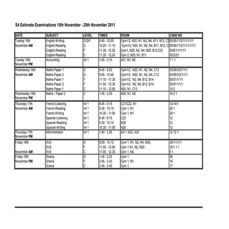 Timetable | XLS