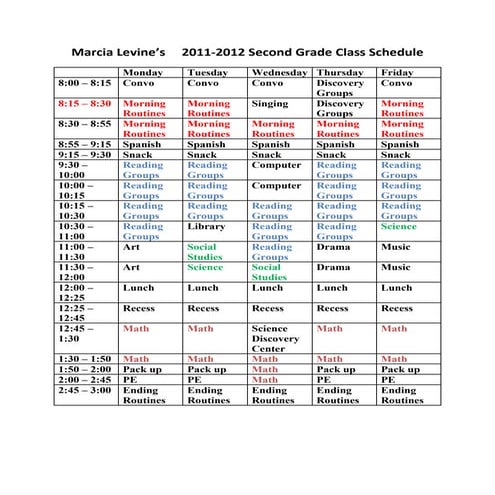 2011 schedule marcia