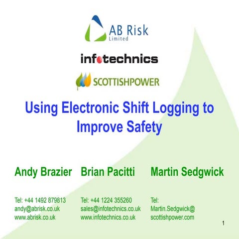 2011 SPE - Electronic logging to improve safety