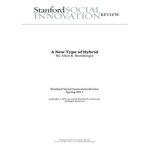 Forprofit AND Nonprofit, A new type of hybrid- Bronberger - Stanford SIR