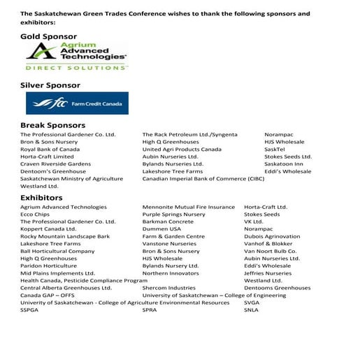 2011 sponsor exhibitor  recognition in tradeshow pkg