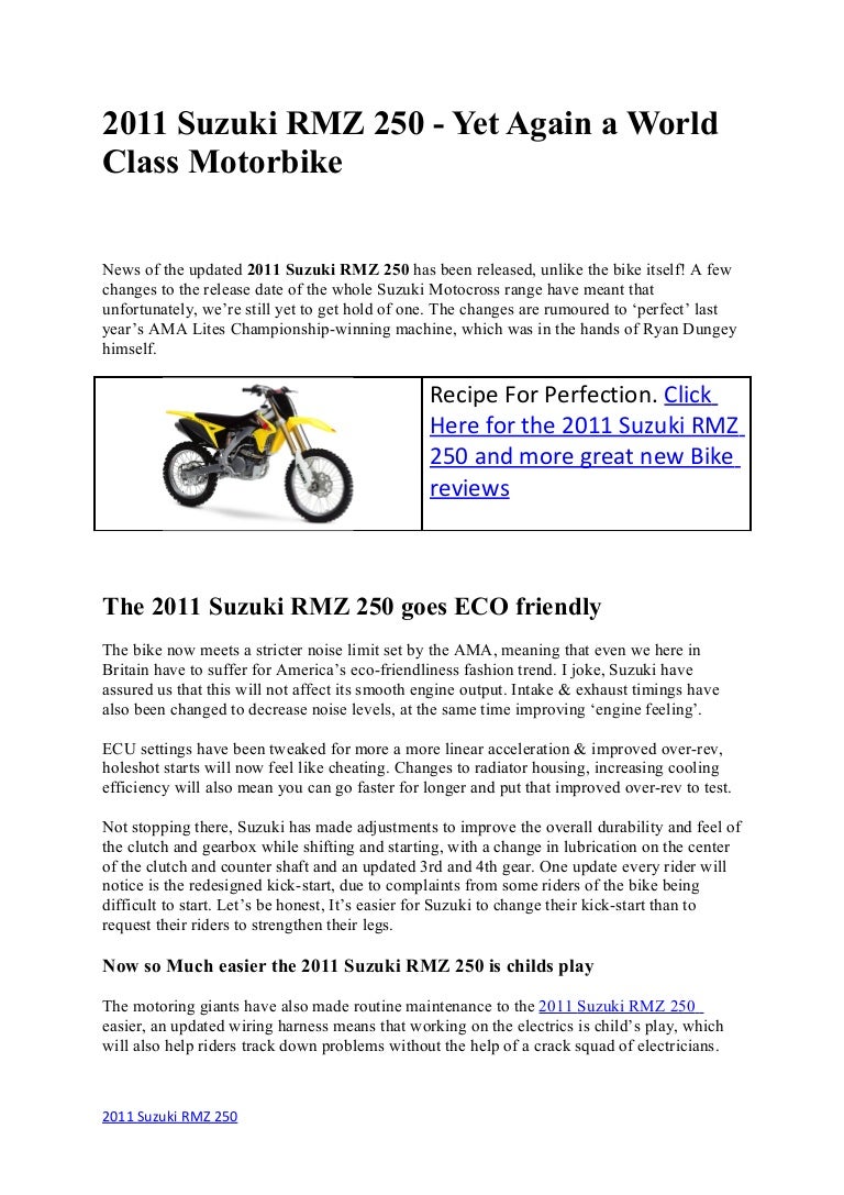 Suzuki rmz 250 manual