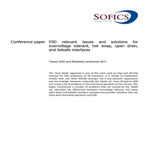 2011 ESD relevant issues and solutions for overvoltage tolerant, hot swap, op...